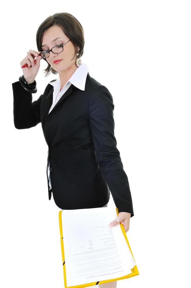 business woman hold papers and folder photo