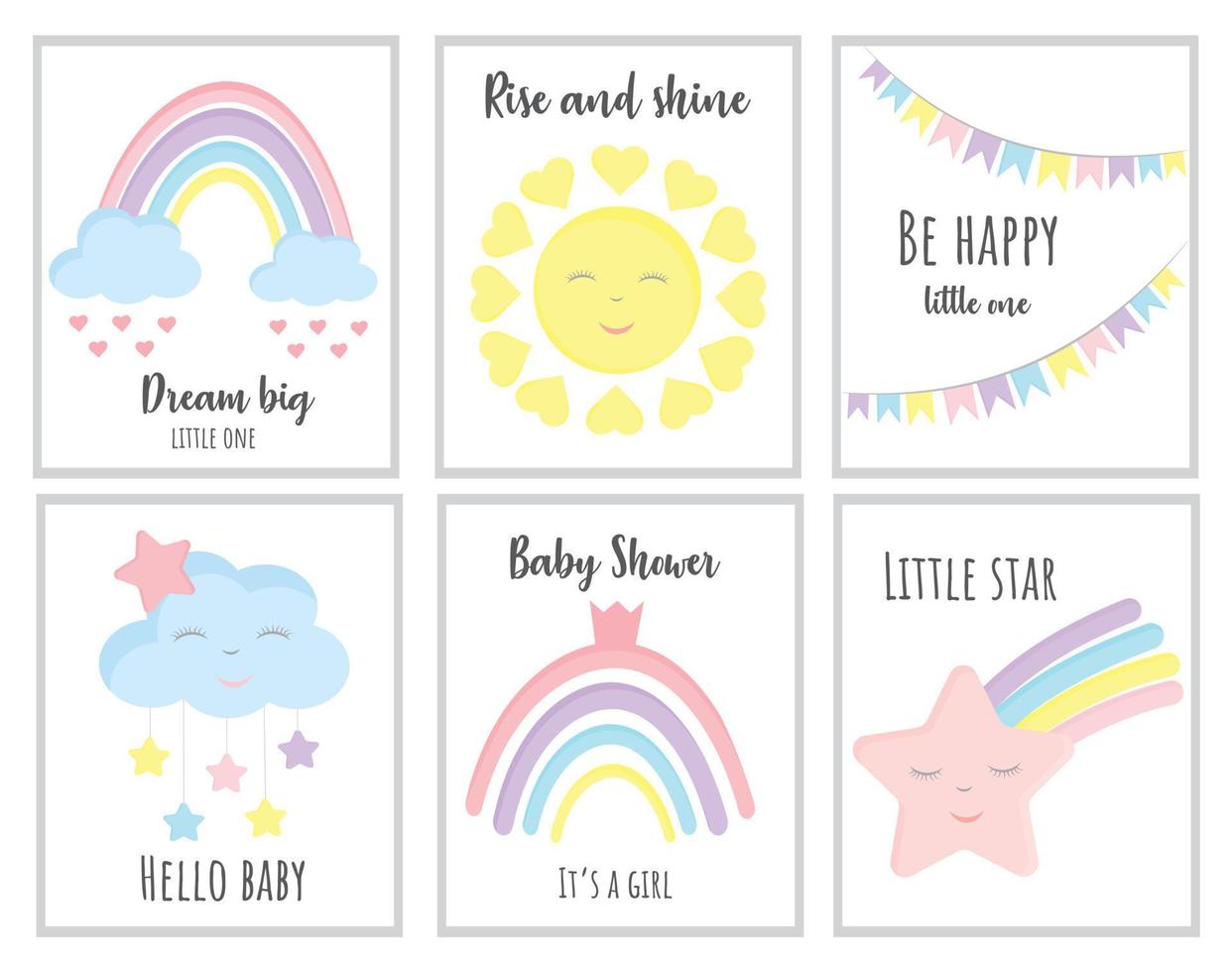 Baby Shower Vector Cards.