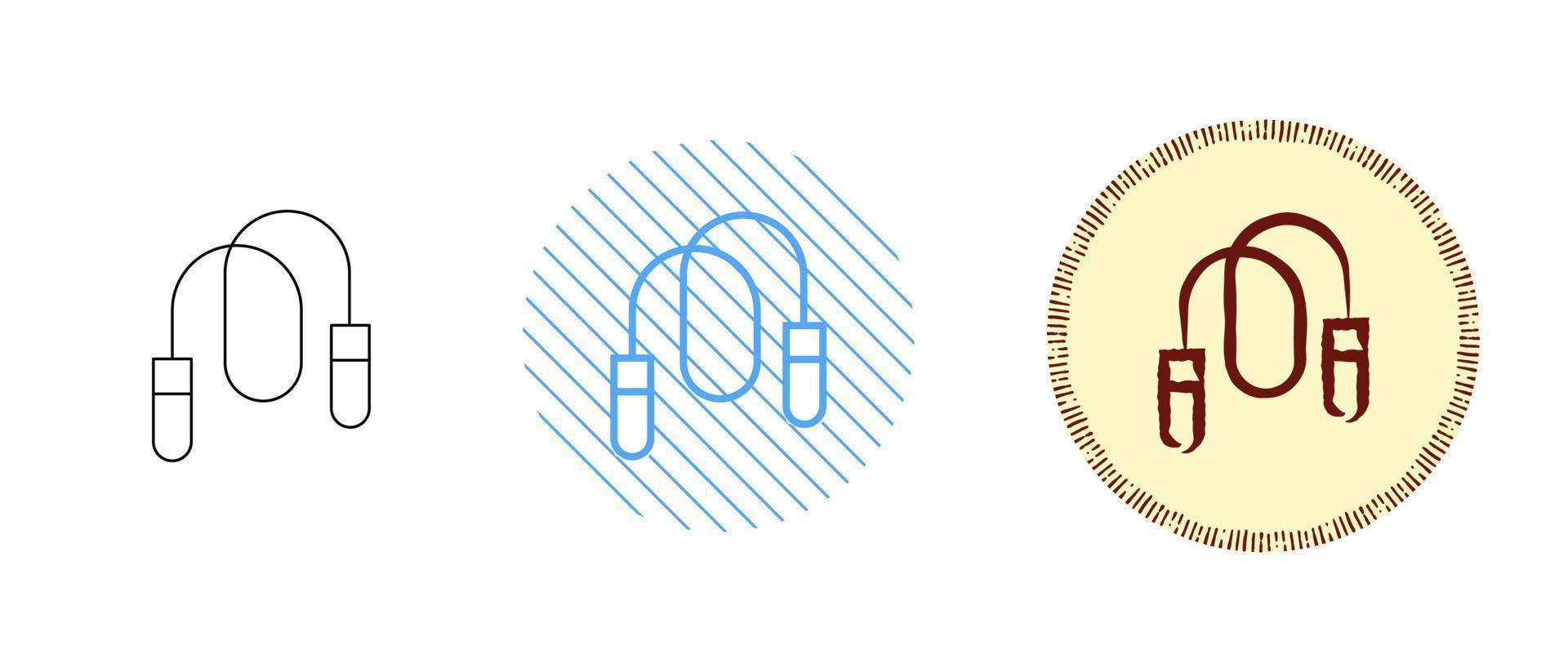 This is a set of contour and color skipping rope icons vector