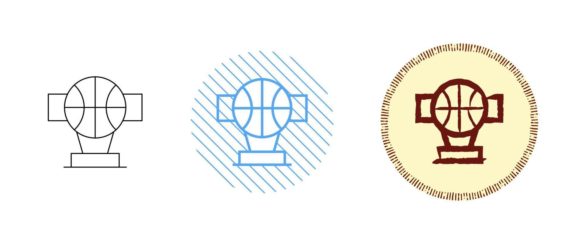 This is a set of contour and color basketball award icons vector