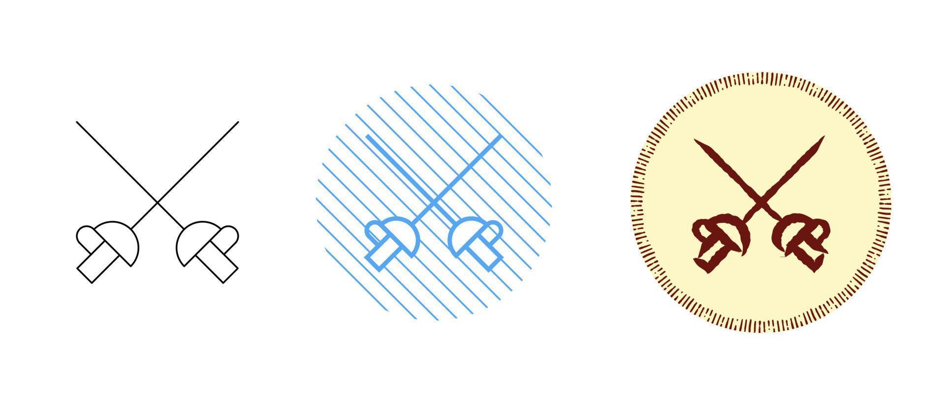 This is a set of contour and color rapier icons vector