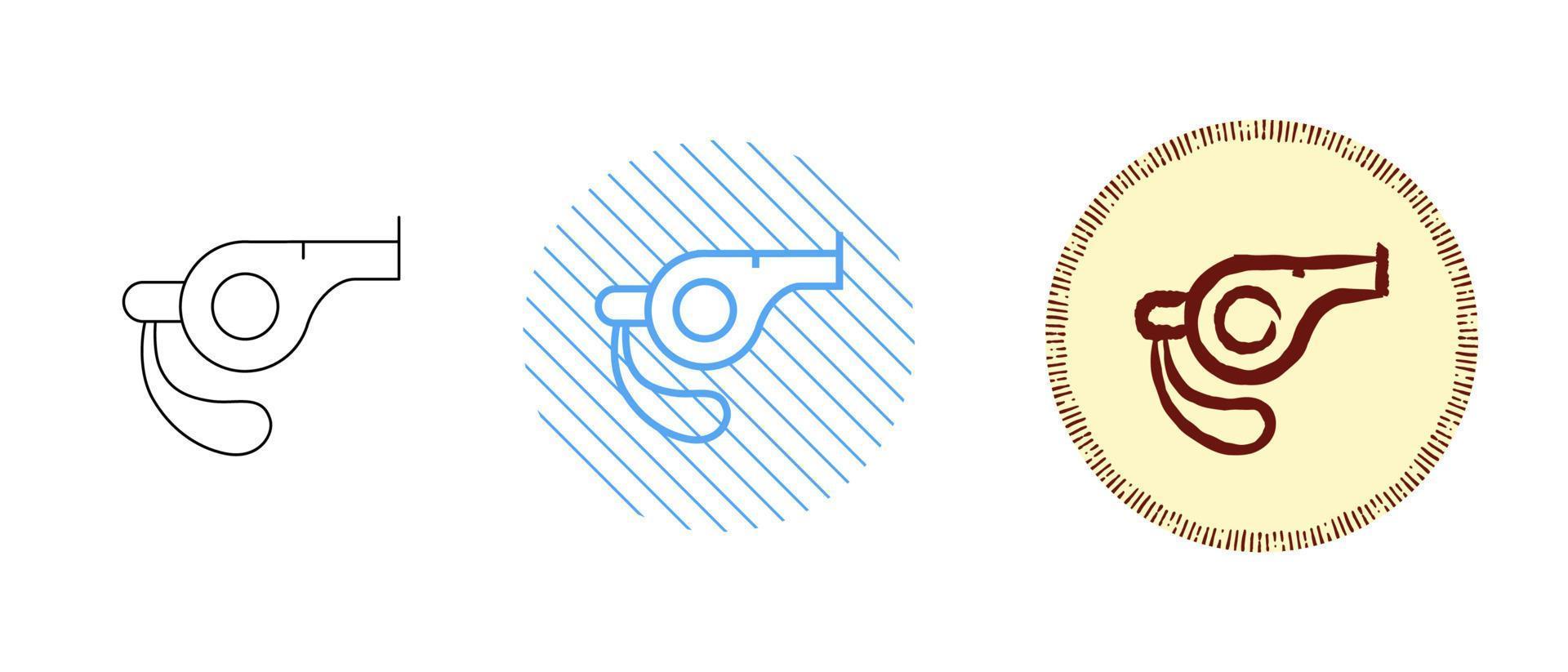 This is a set of contour and color whistle icons vector