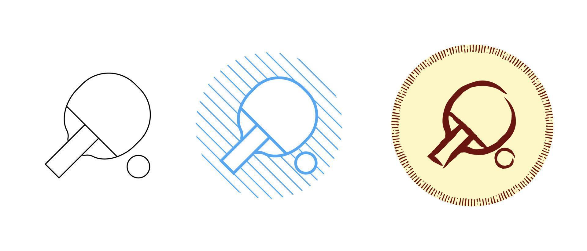 This is a set of contour and colored ping pong icons vector