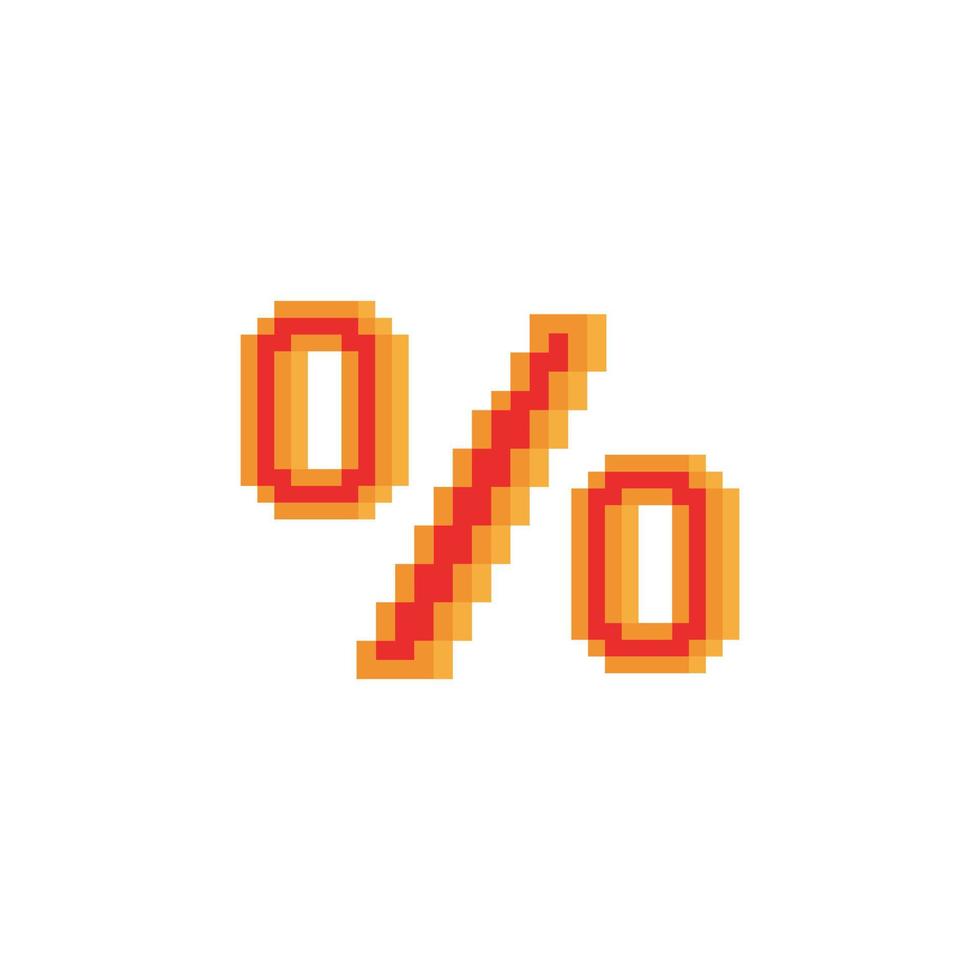 icono de porcentaje con pixel art sobre fondo blanco vector