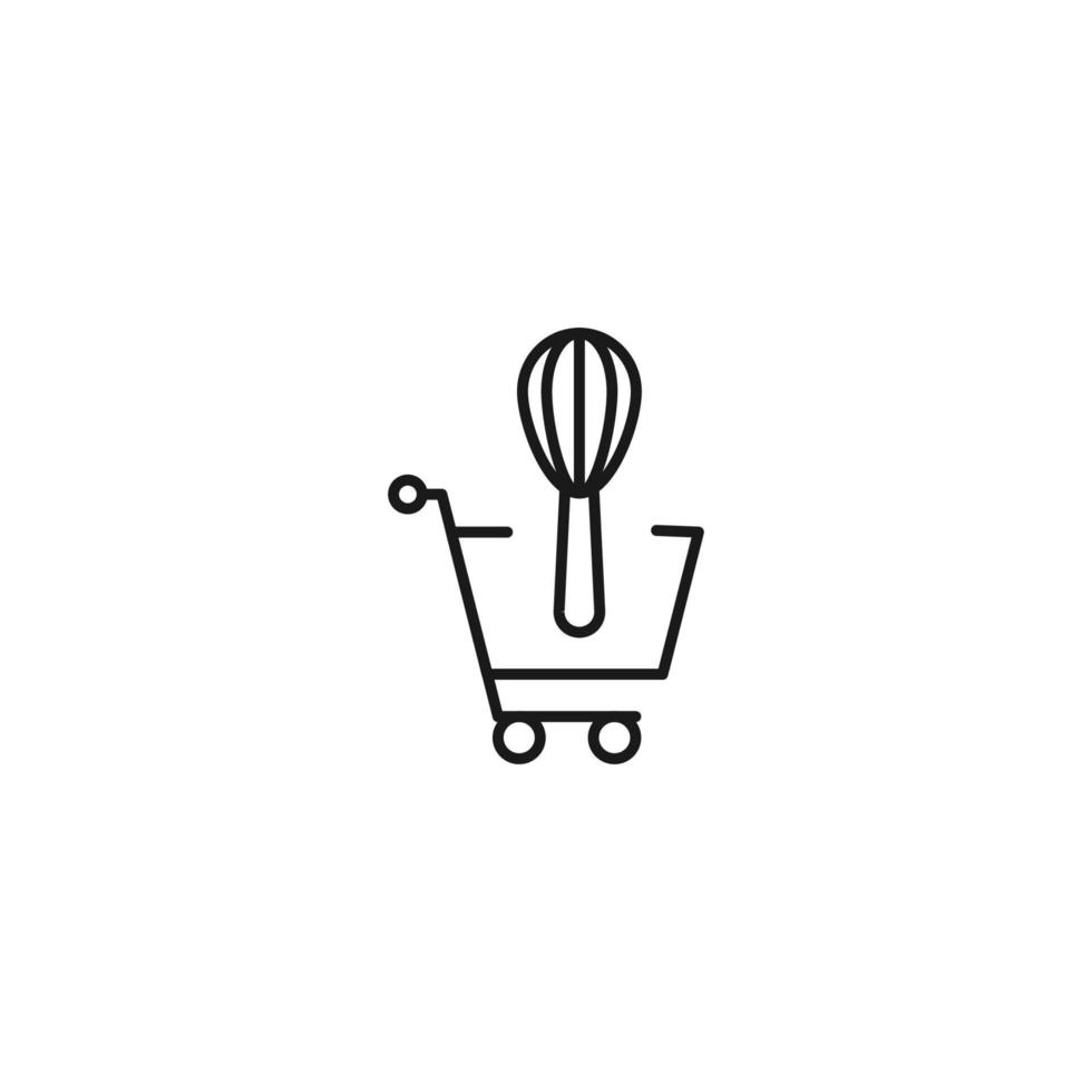 Selling, purchase, shopping concept. Vector sign suitable for web sites, stores, shops, articles, books. Editable stroke. Line icon of mixer in shopping cart