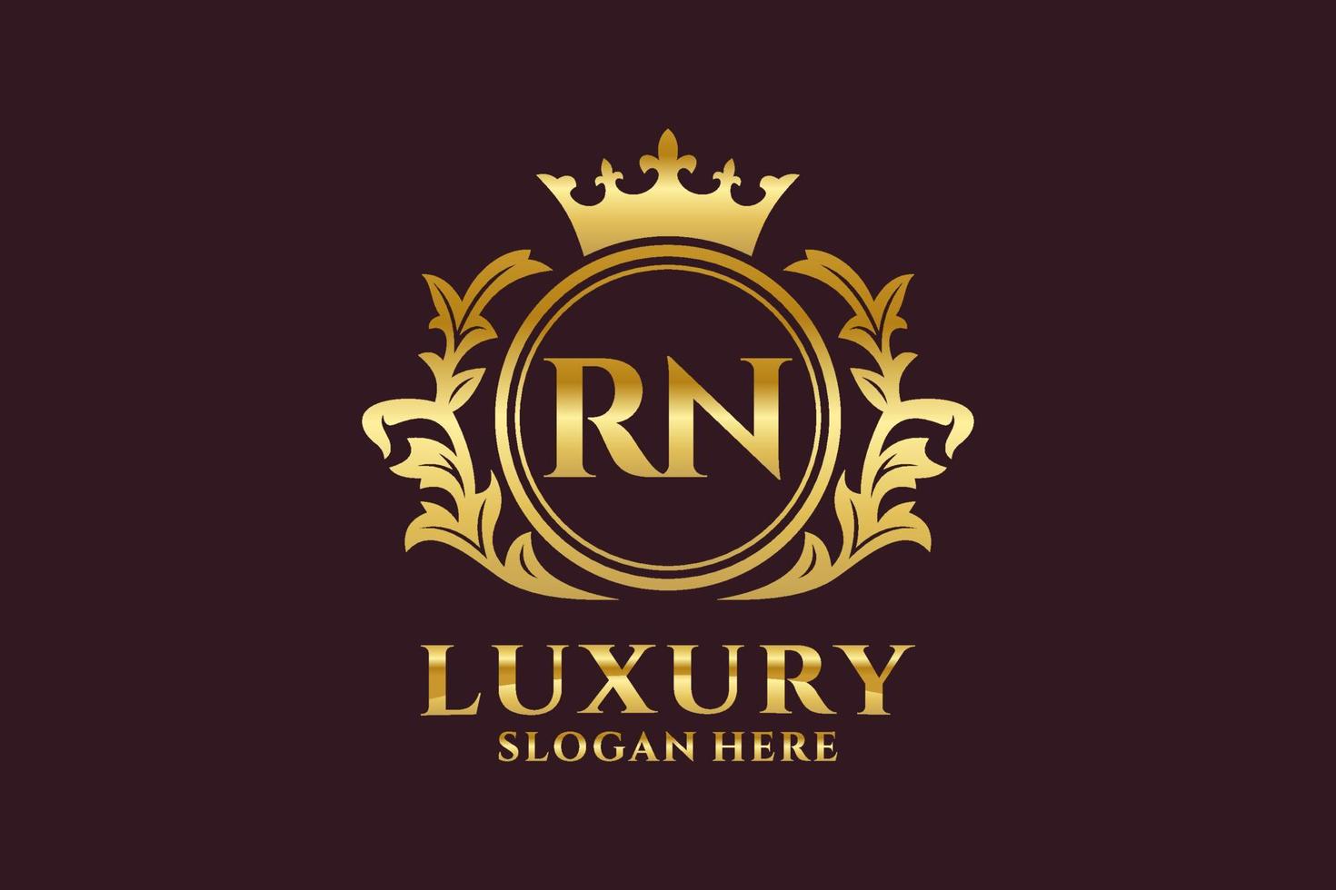 Initial RN Letter Royal Luxury Logo template in vector art for luxurious branding projects and other vector illustration.