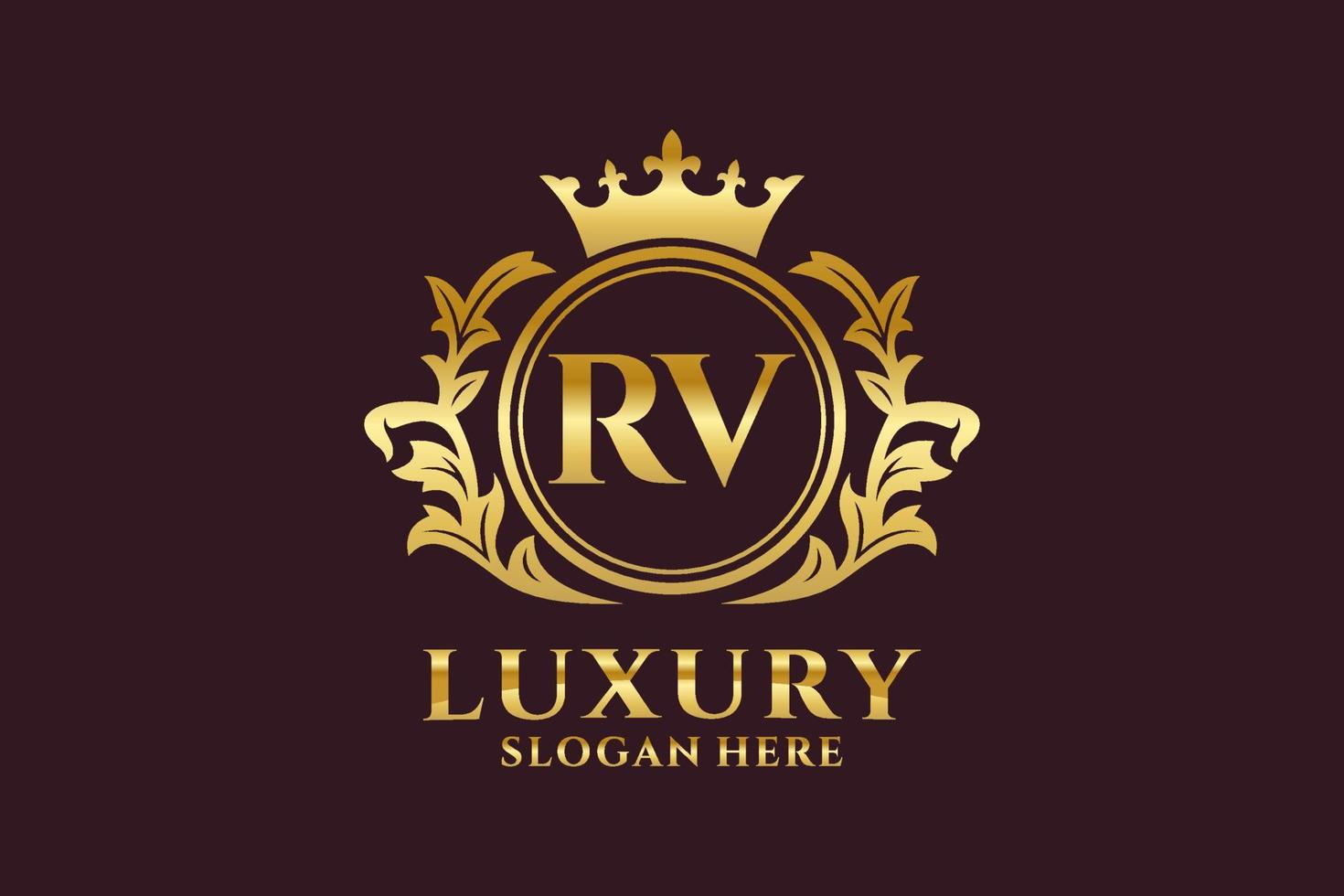 Initial RV Letter Royal Luxury Logo template in vector art for luxurious branding projects and other vector illustration.