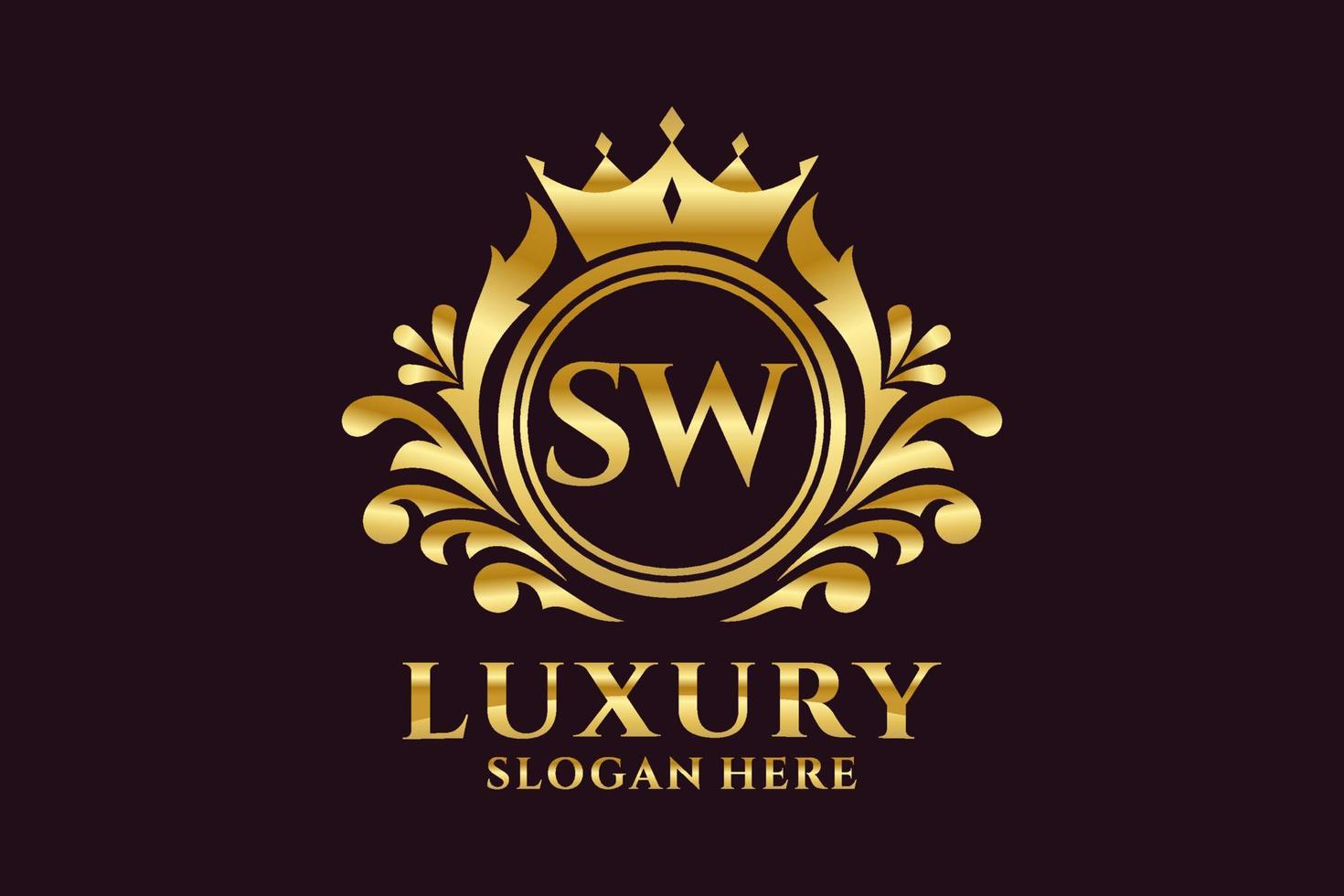 Initial SW Letter Royal Luxury Logo template in vector art for luxurious branding projects and other vector illustration.
