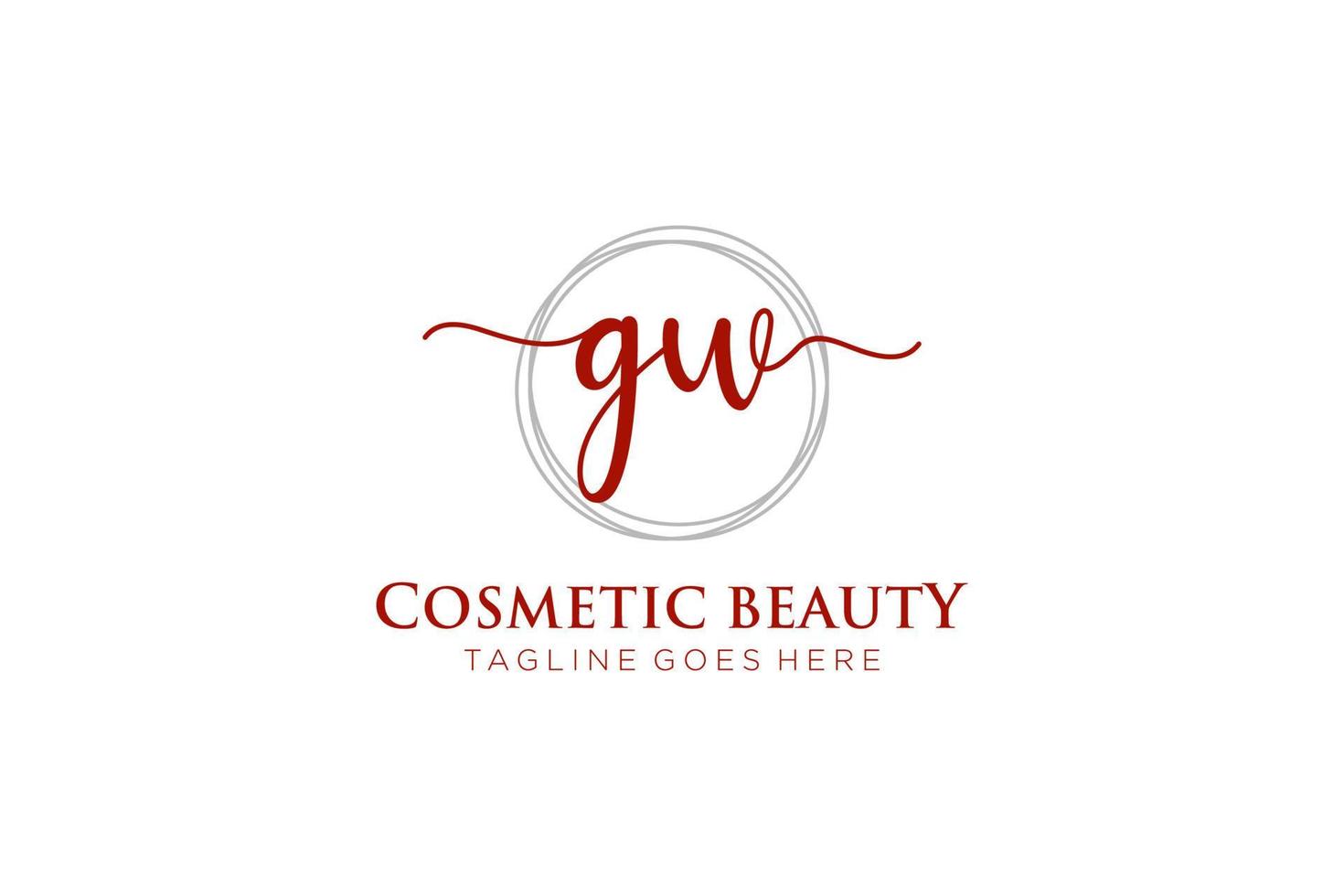 initial GW Feminine logo beauty monogram and elegant logo design, handwriting logo of initial signature, wedding, fashion, floral and botanical with creative template. vector