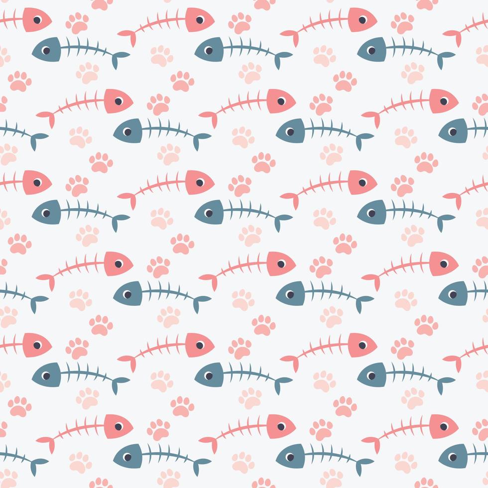 fishbones and pets paw print vector