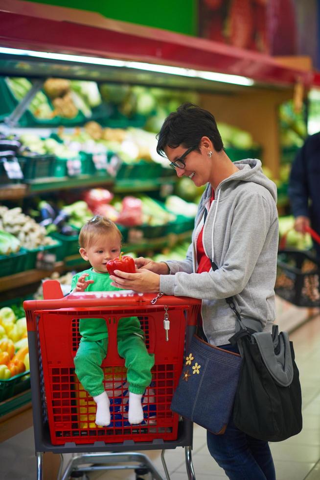 mother with baby in shopping photo