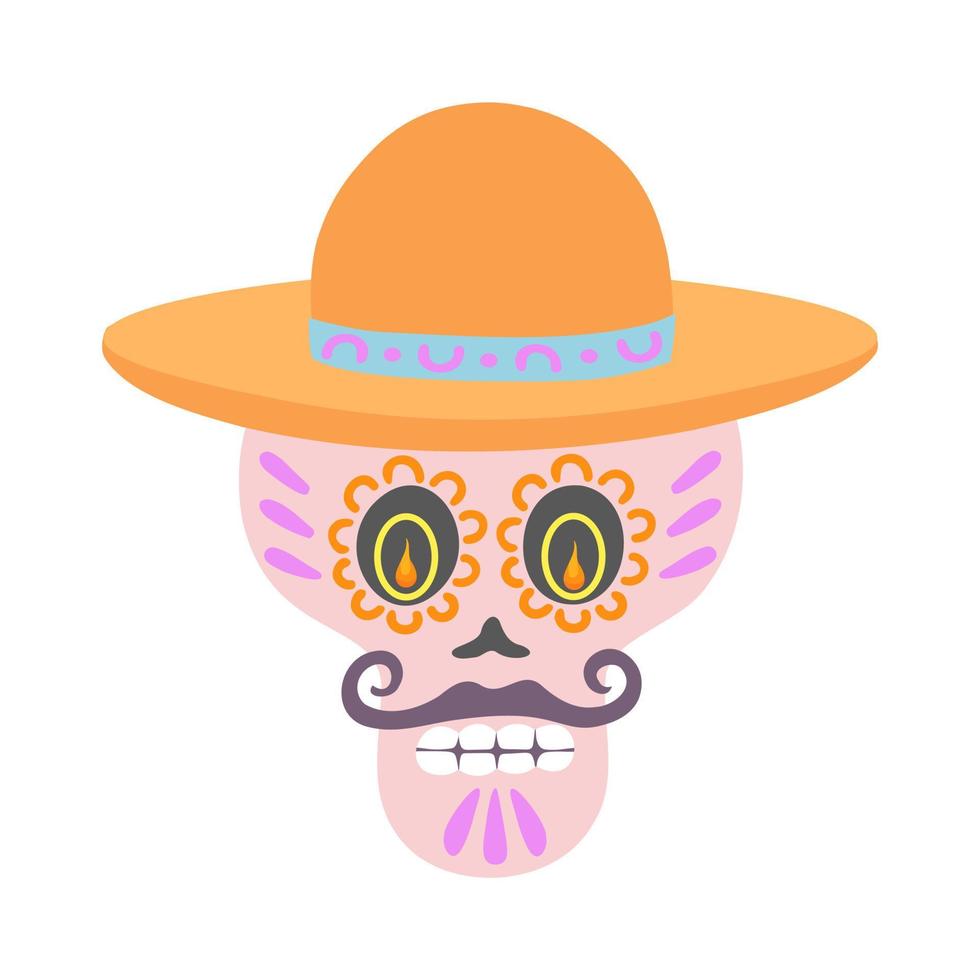 día de muertos, hombre. ilustración para impresión, fondos, cubiertas y embalaje. la imagen se puede utilizar para tarjetas de felicitación, carteles, pegatinas y textiles. aislado sobre fondo blanco. vector