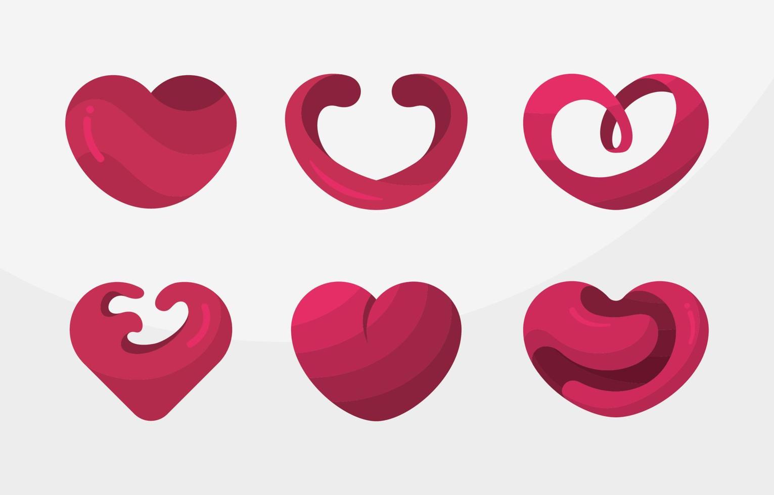 conjunto de logotipos para corazón rojo vector