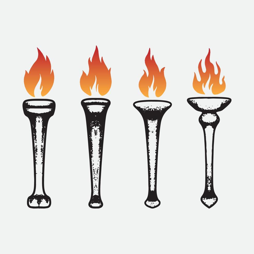 Torch fire drawing illustration. vector
