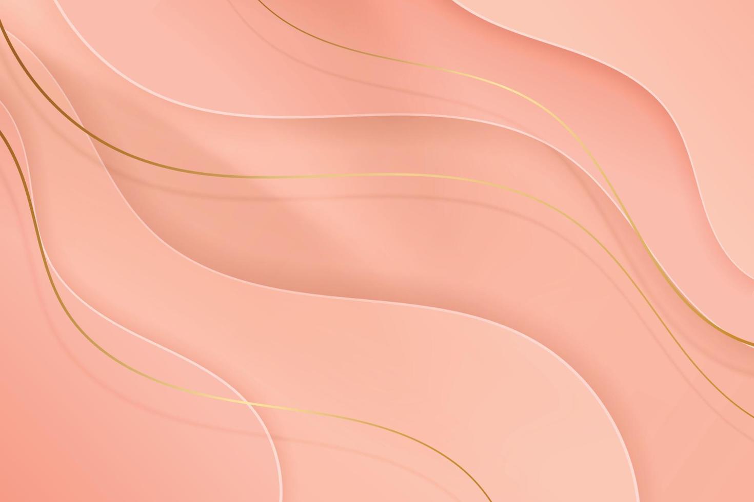 Abstract pink layered background with golden lines vector