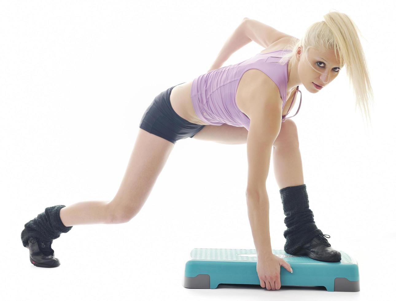 Fitness exercise on white photo