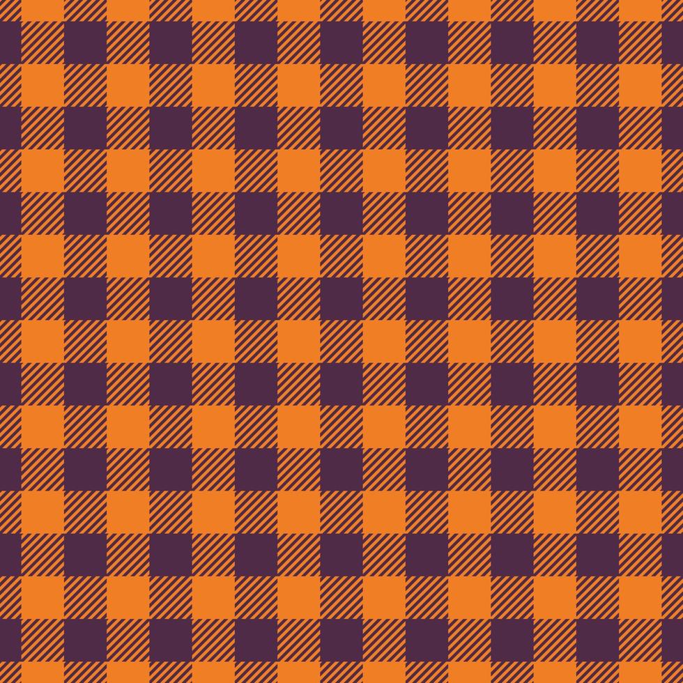 Checkered gingham plaid seamless pattern in orange and purple. For Thanksgiving fabric, textile and texture vector
