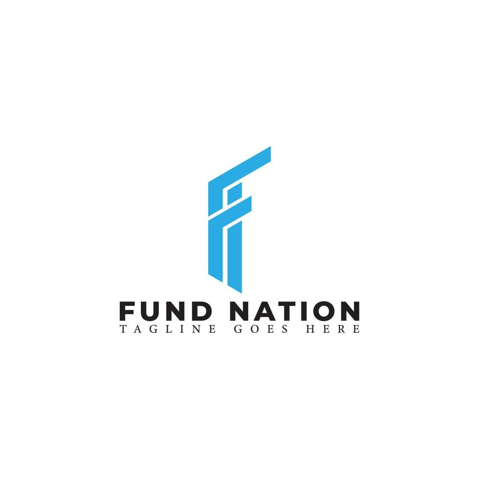 logotipo de letra inicial abstracta fn o nf en color azul aislado en fondo blanco solicitado para el logotipo de servicios financieros de financiación colectiva también adecuado para las marcas o empresas que tienen el nombre inicial nf o fn. vector