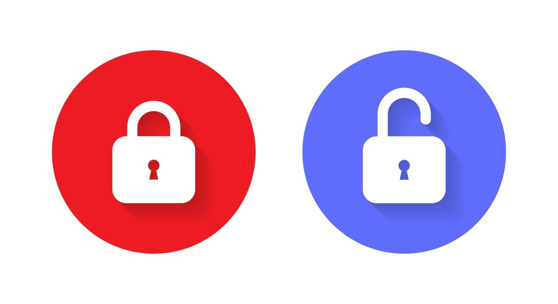 Lock and unlock padlock icon vector in flat style