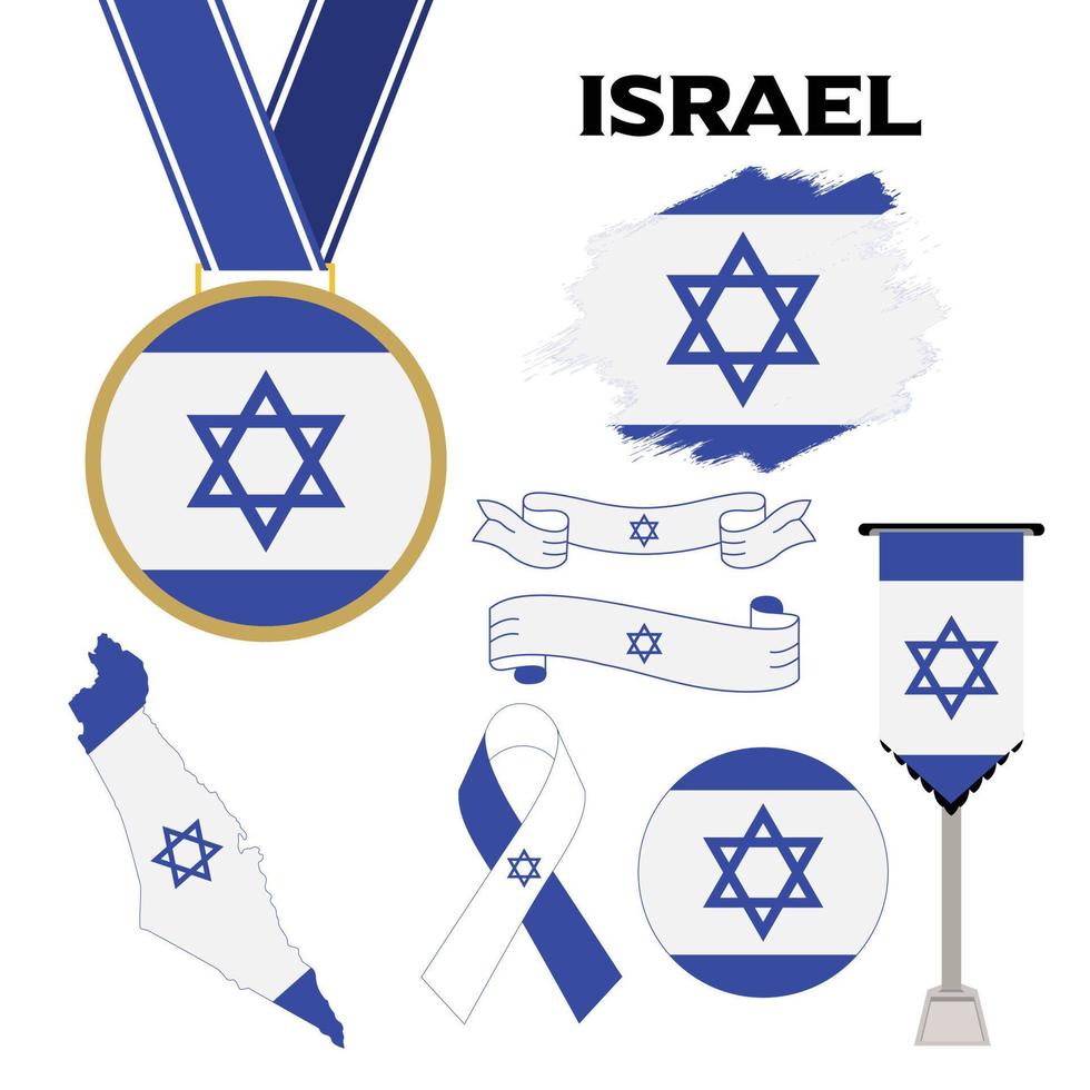 Elements Collection With The Flag of Israel Design Template vector