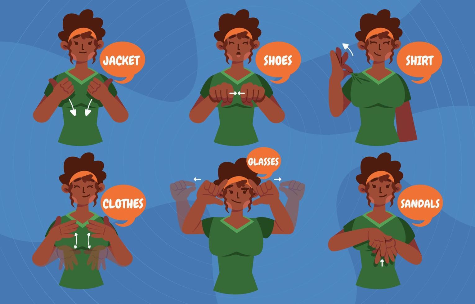 Clothing Signs in ASL vector