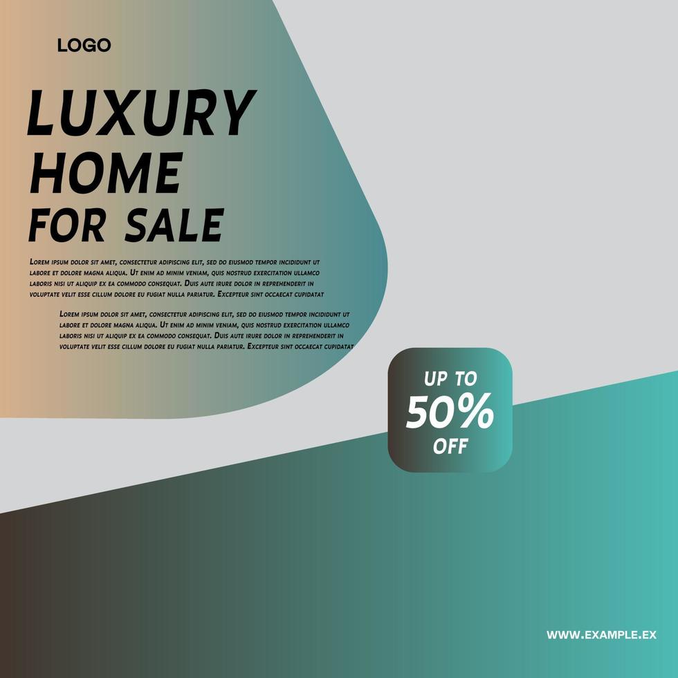 Rent and sale house social media advertising post digital marketing vector. Unique modern geometric square template social media layout poster and promo social media banner design. vector