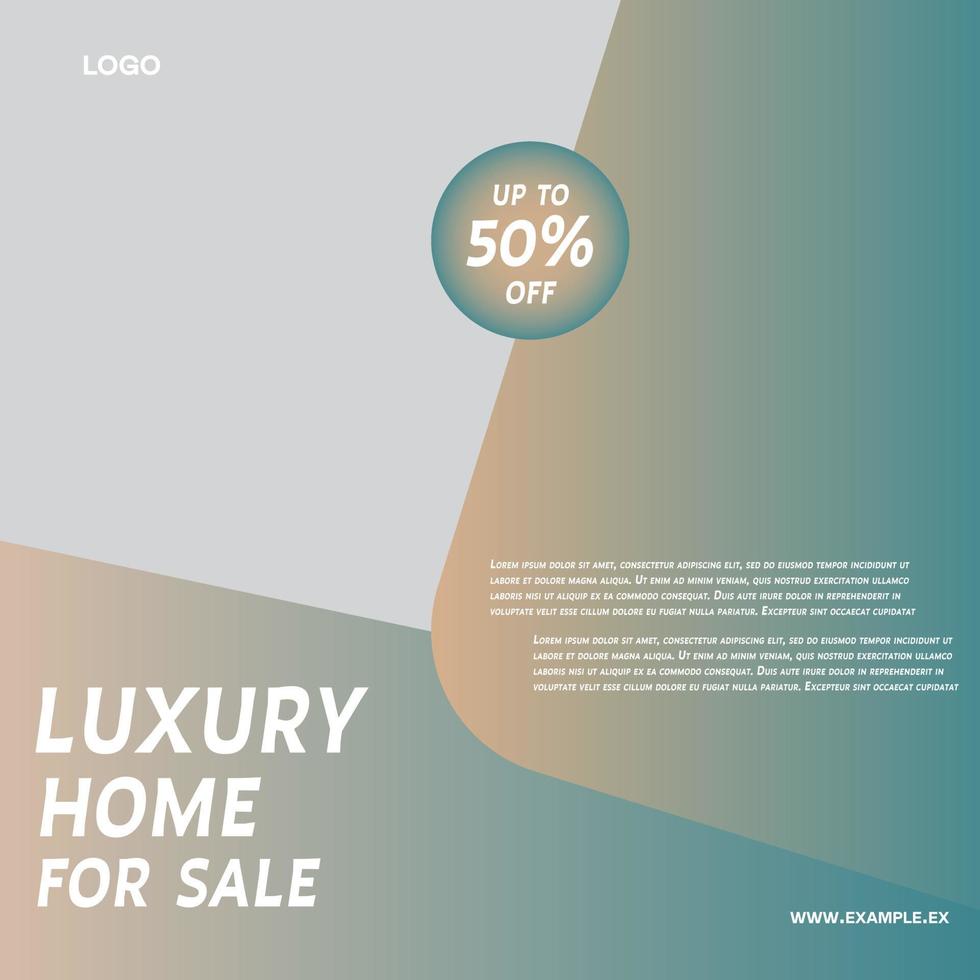 Rent and sale house social media advertising post digital marketing vector. Unique modern geometric square template social media layout poster and promo social media banner design. vector