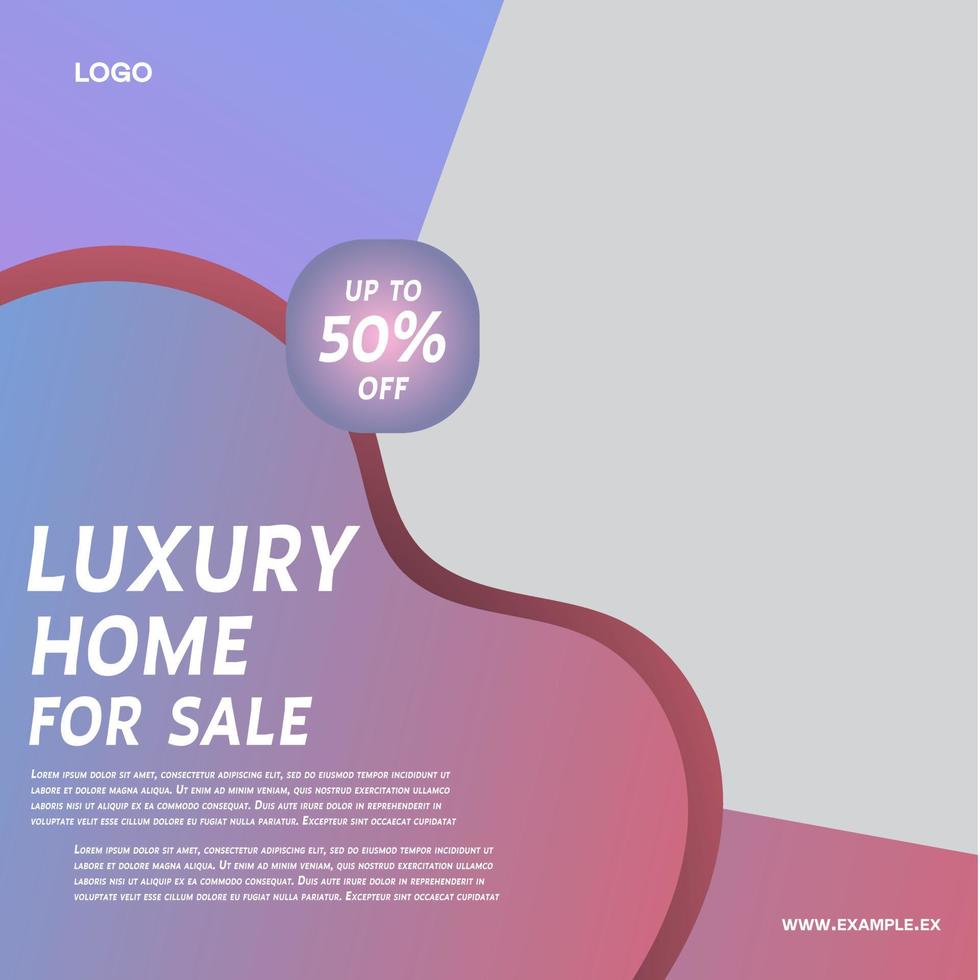 Rent and sale house social media advertising post digital marketing vector. Unique modern geometric square template social media layout poster and promo social media banner design. vector