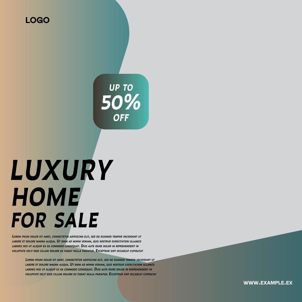 Rent and sale house social media advertising post digital marketing vector. Unique modern geometric square template social media layout poster and promo social media banner design. vector