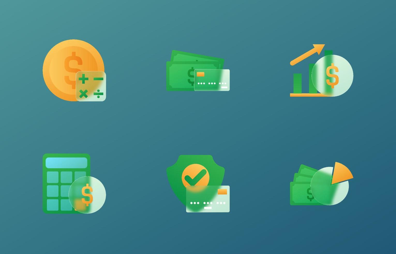 Financial Glass Morphism Icon vector