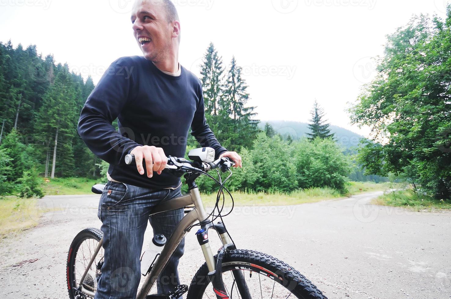 Riding a motocross bike photo