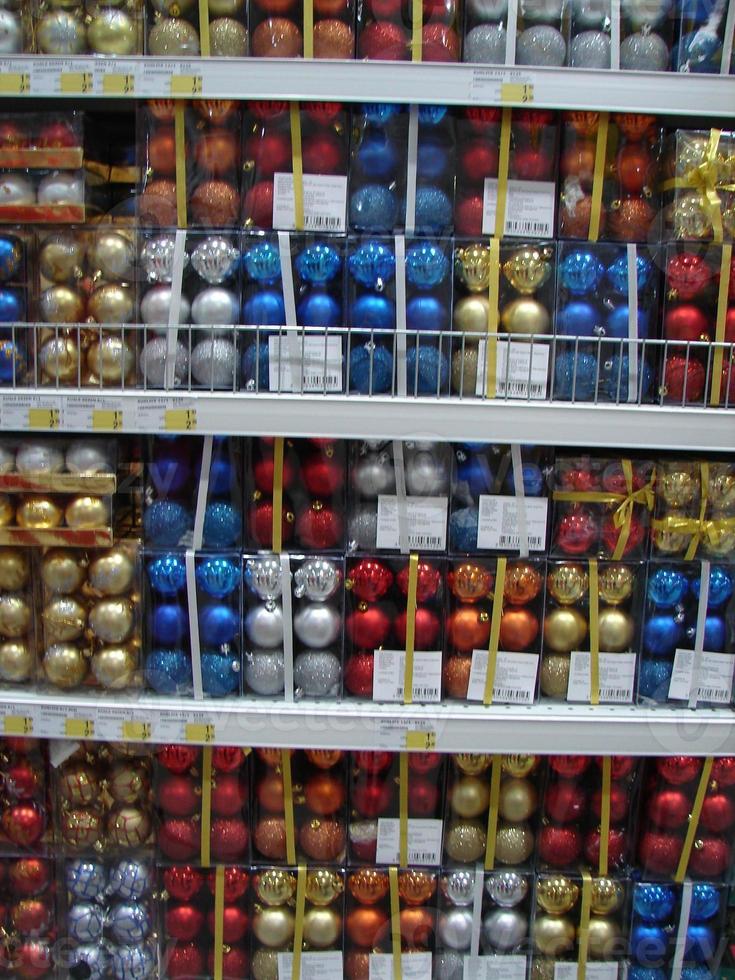 Christmas baubles view photo