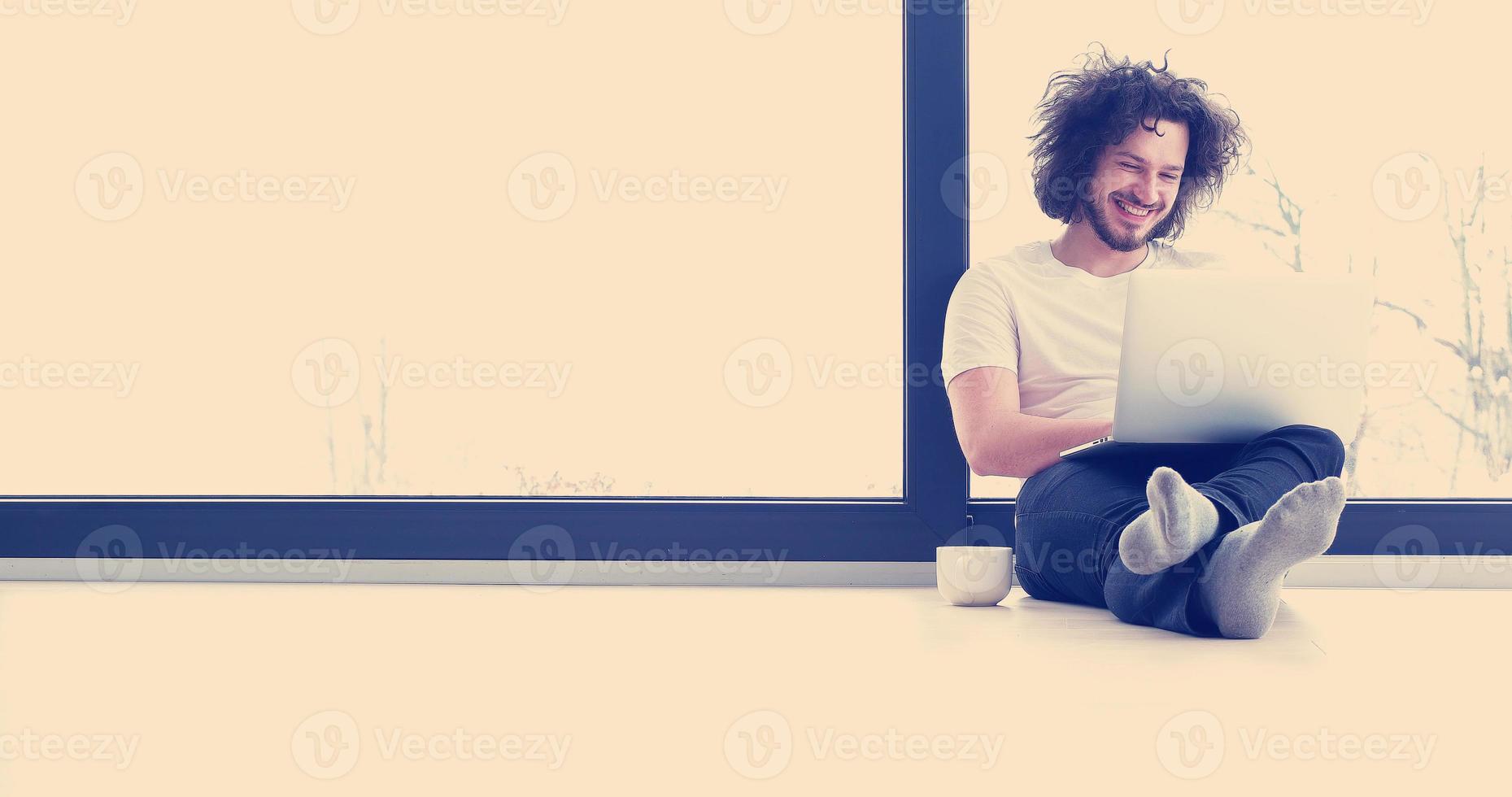 man enjoying relaxing lifestyle photo