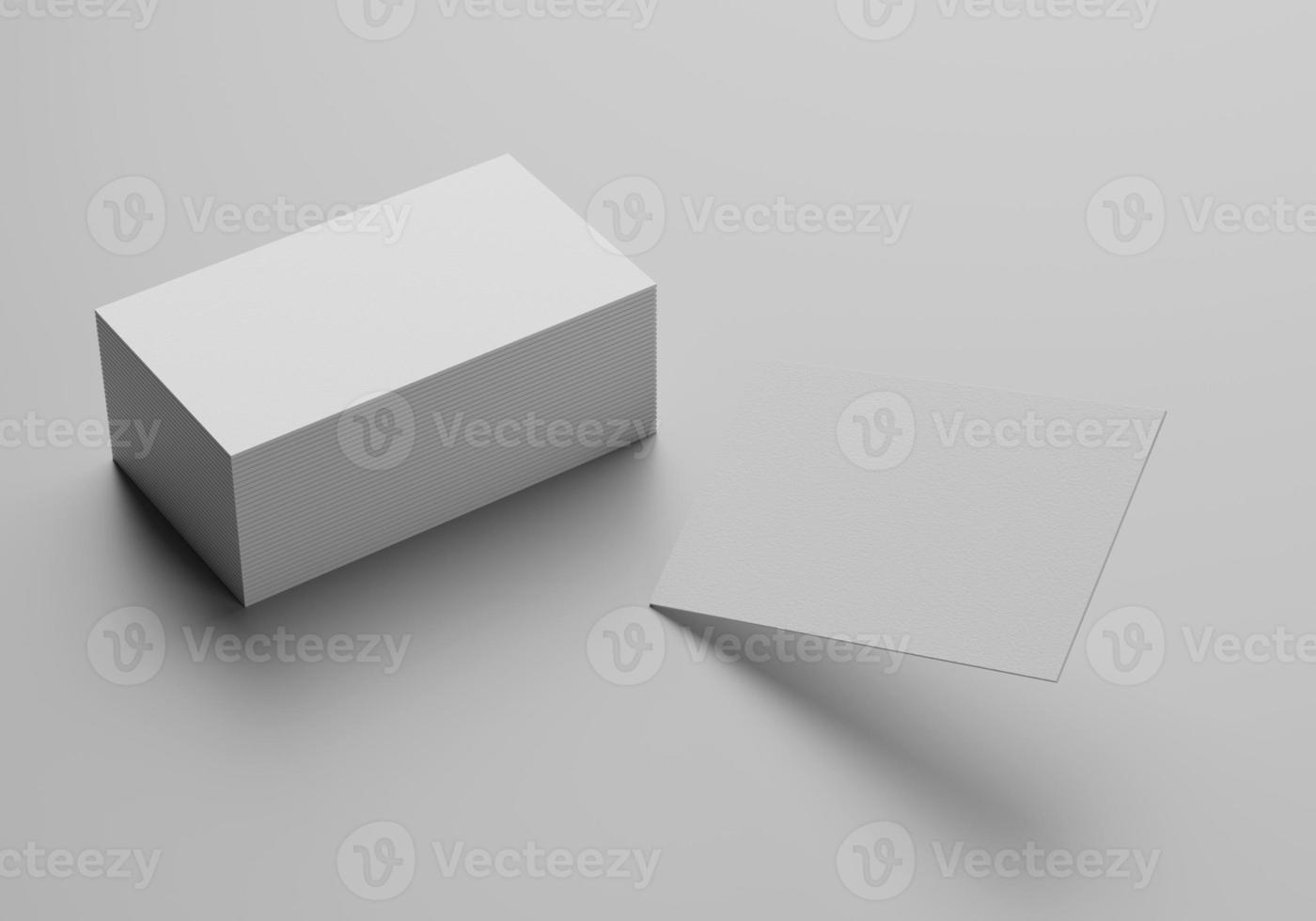 Business Card Stack Mockup on white background, copy space for your design, 3d rendering studio photo