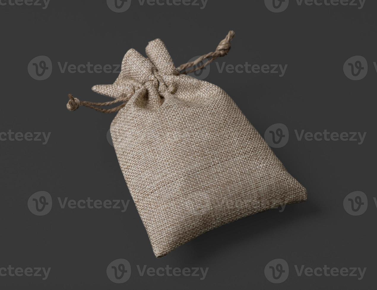 Burlap sack with logo mockup template photo