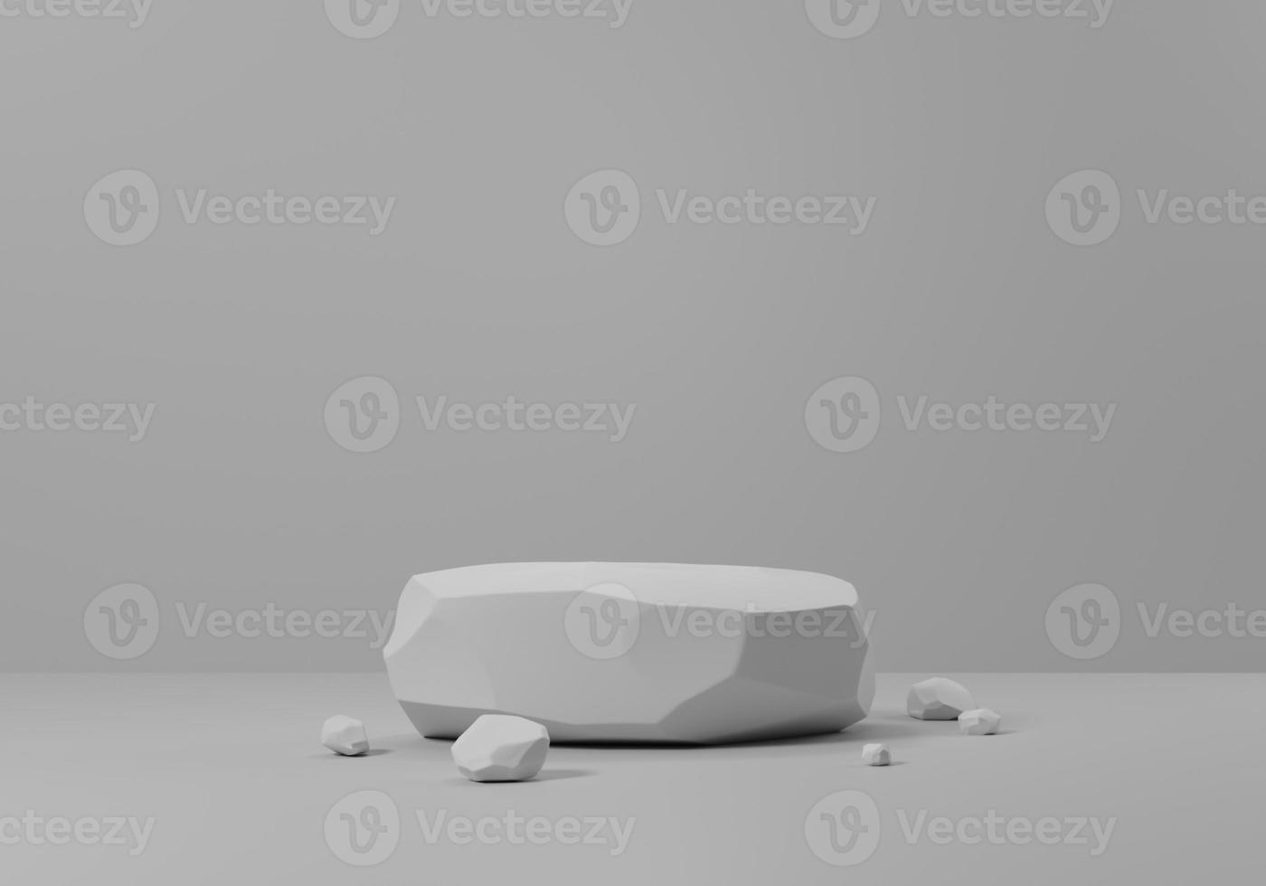 Abstract white rock podium, Product display podium in white background, 3d rendering studio with free form, Cosmetic product minimal scene with platform, Stand to show products background photo
