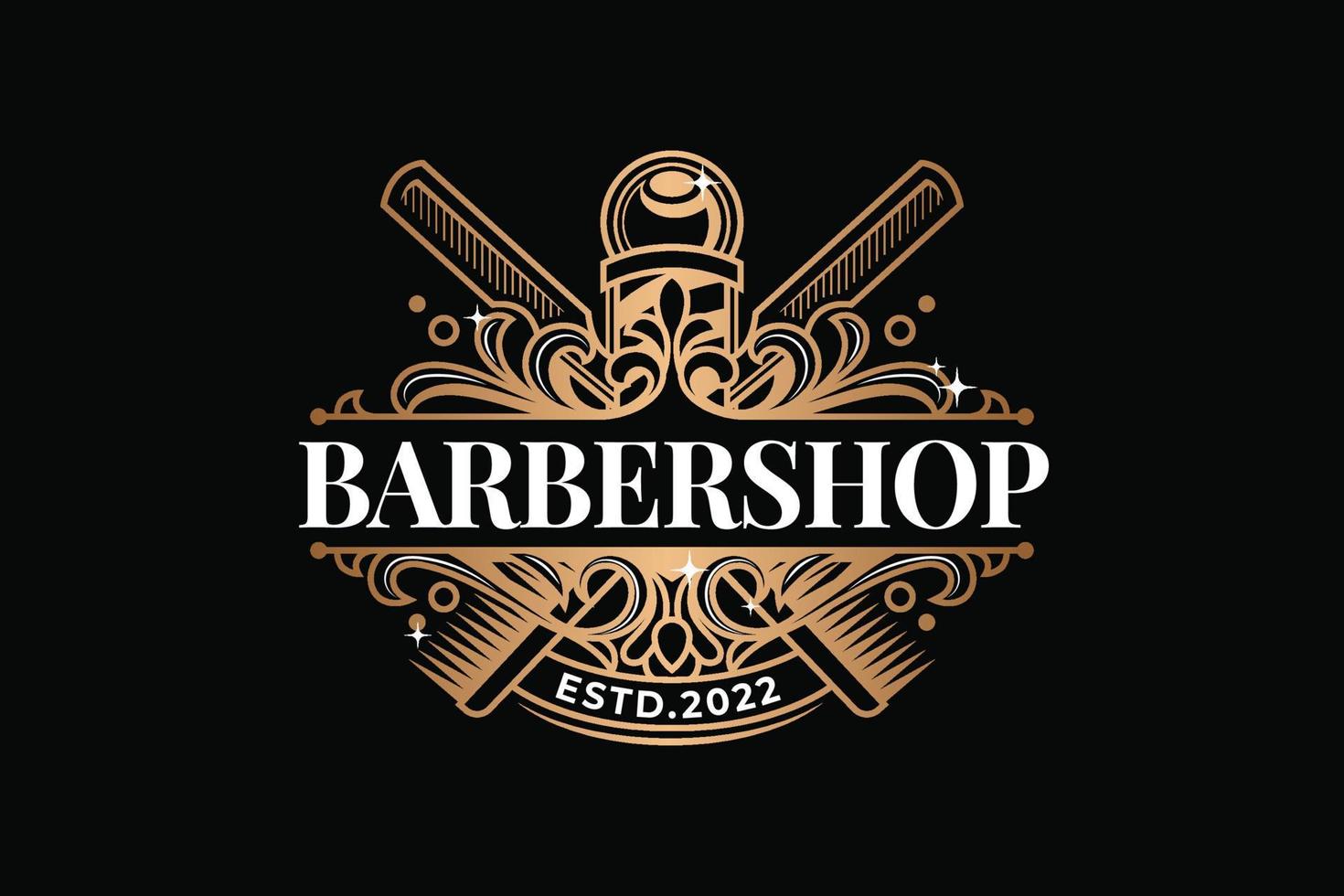 Barbershop Gentlemen Gold Logo Template vector