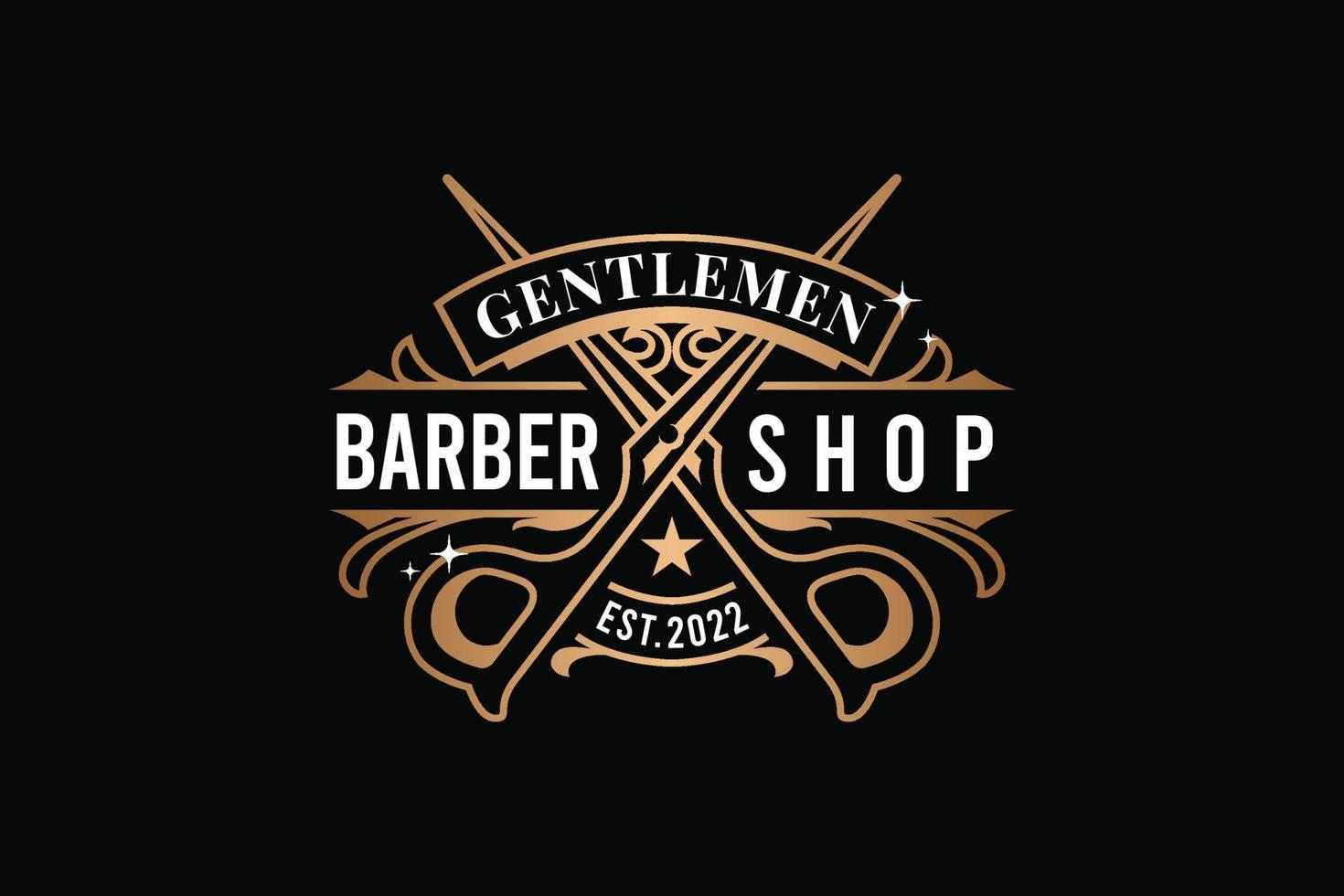 Barbershop Gentlemen Gold Logo Template 11643680 Vector Art at Vecteezy