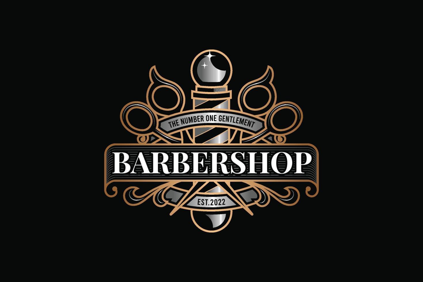 Barbershop Elegant Gold Logo Template vector