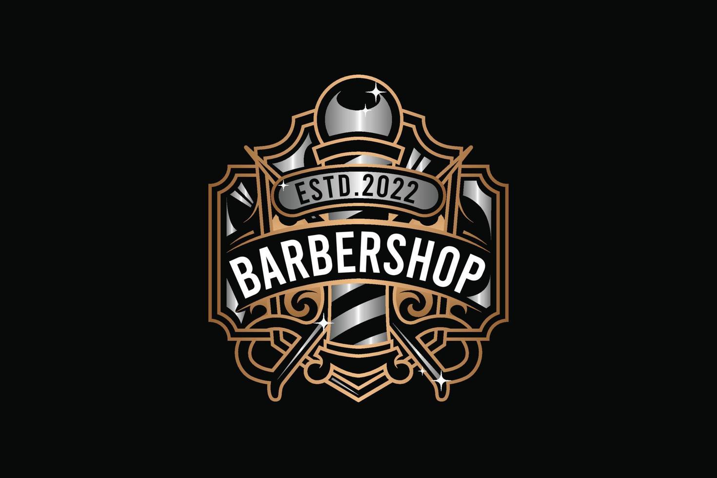 barbería vector logo y plantilla de emblema