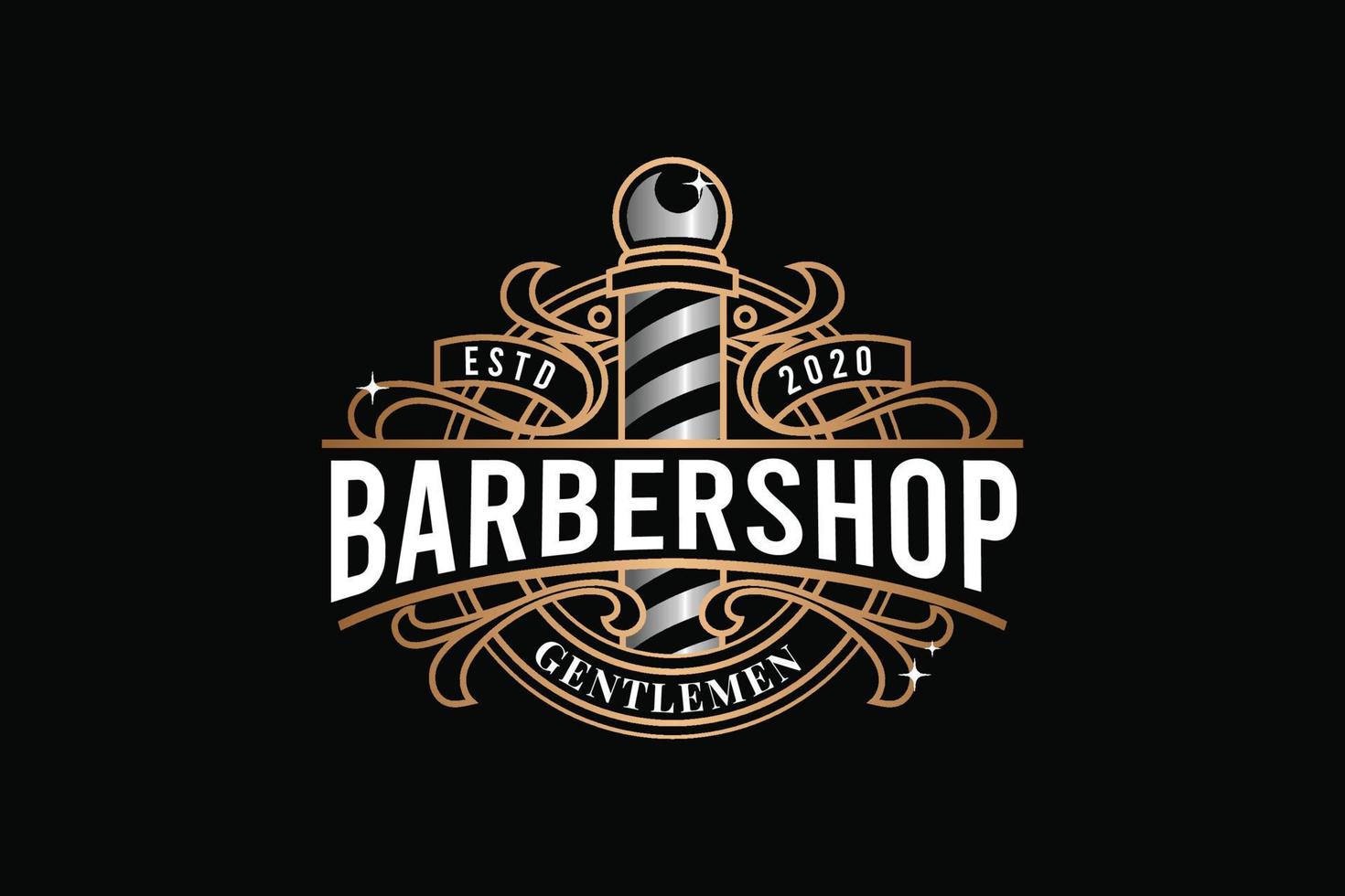 Barbershop Gentlemen Elegant Gold Logo Template vector