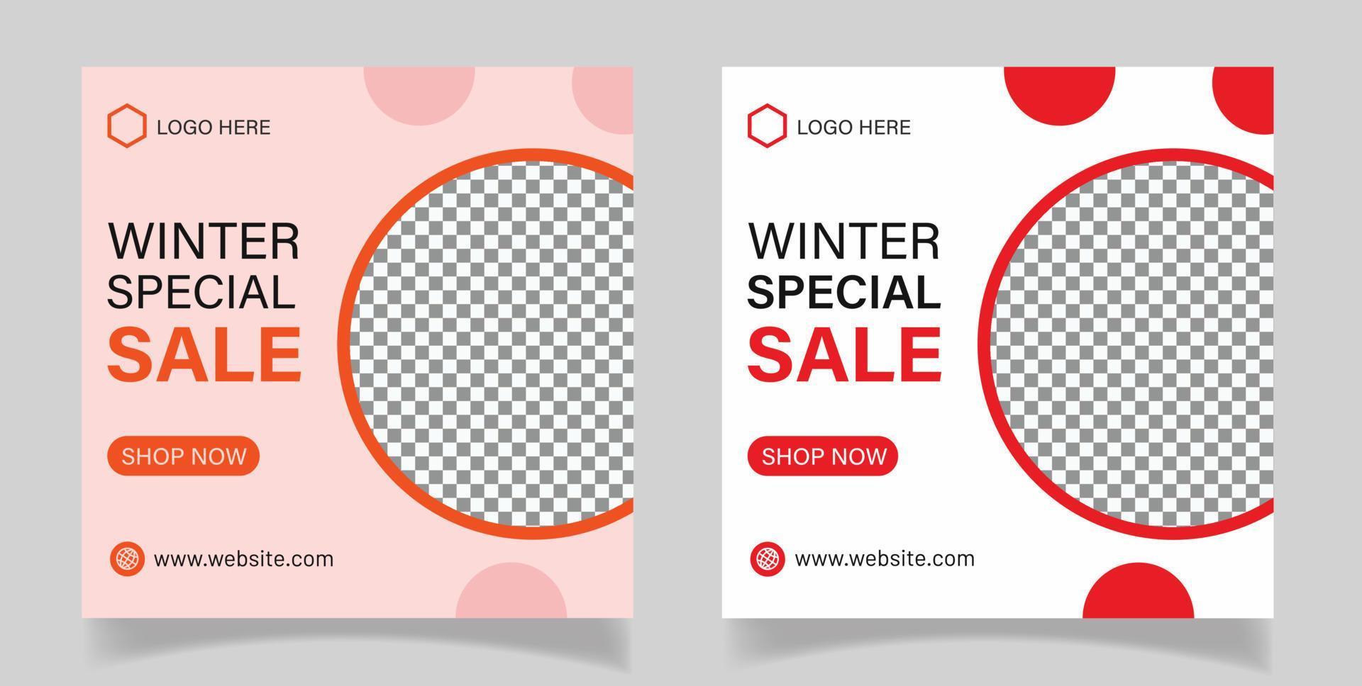 Fashion sale post design template vector