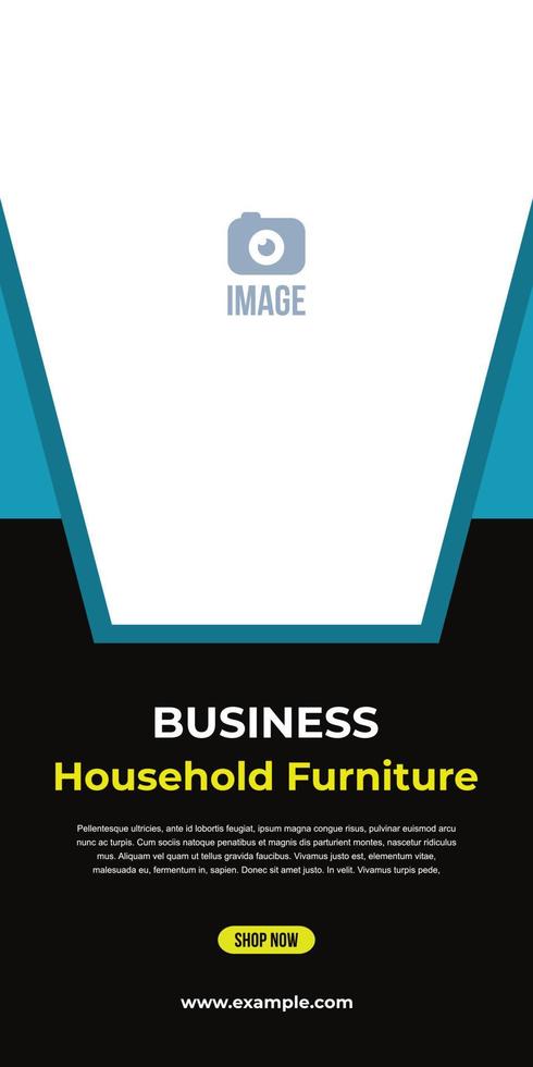 Furniture banner design. Abstract style vertical shape layout for property promotion vector