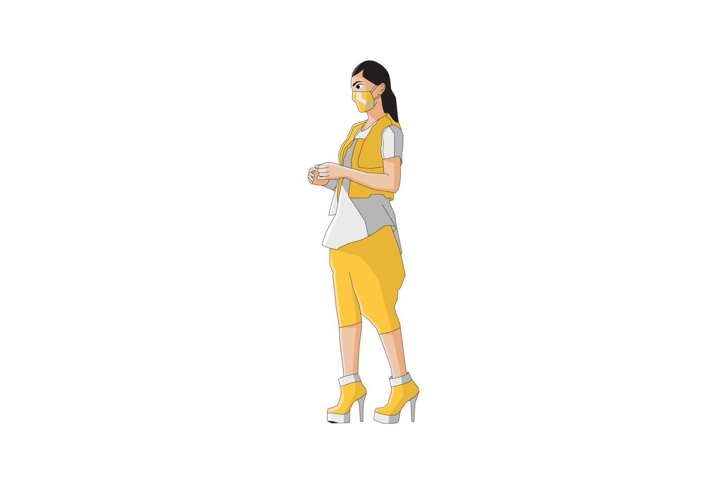 Vector illustration of casual women posing