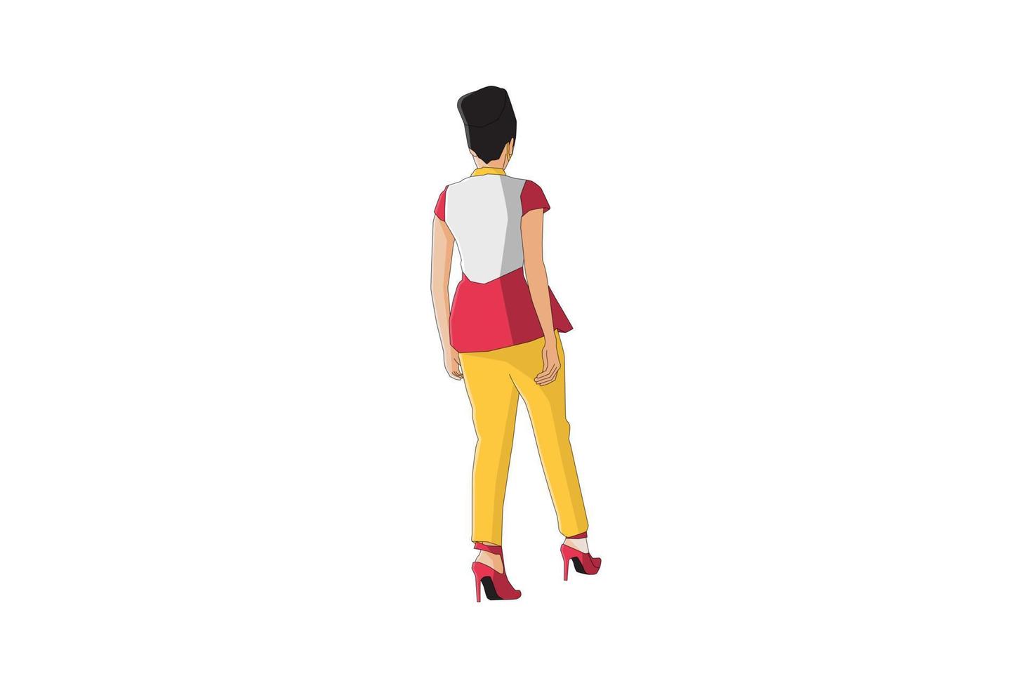 Vector illustration of casual women walking