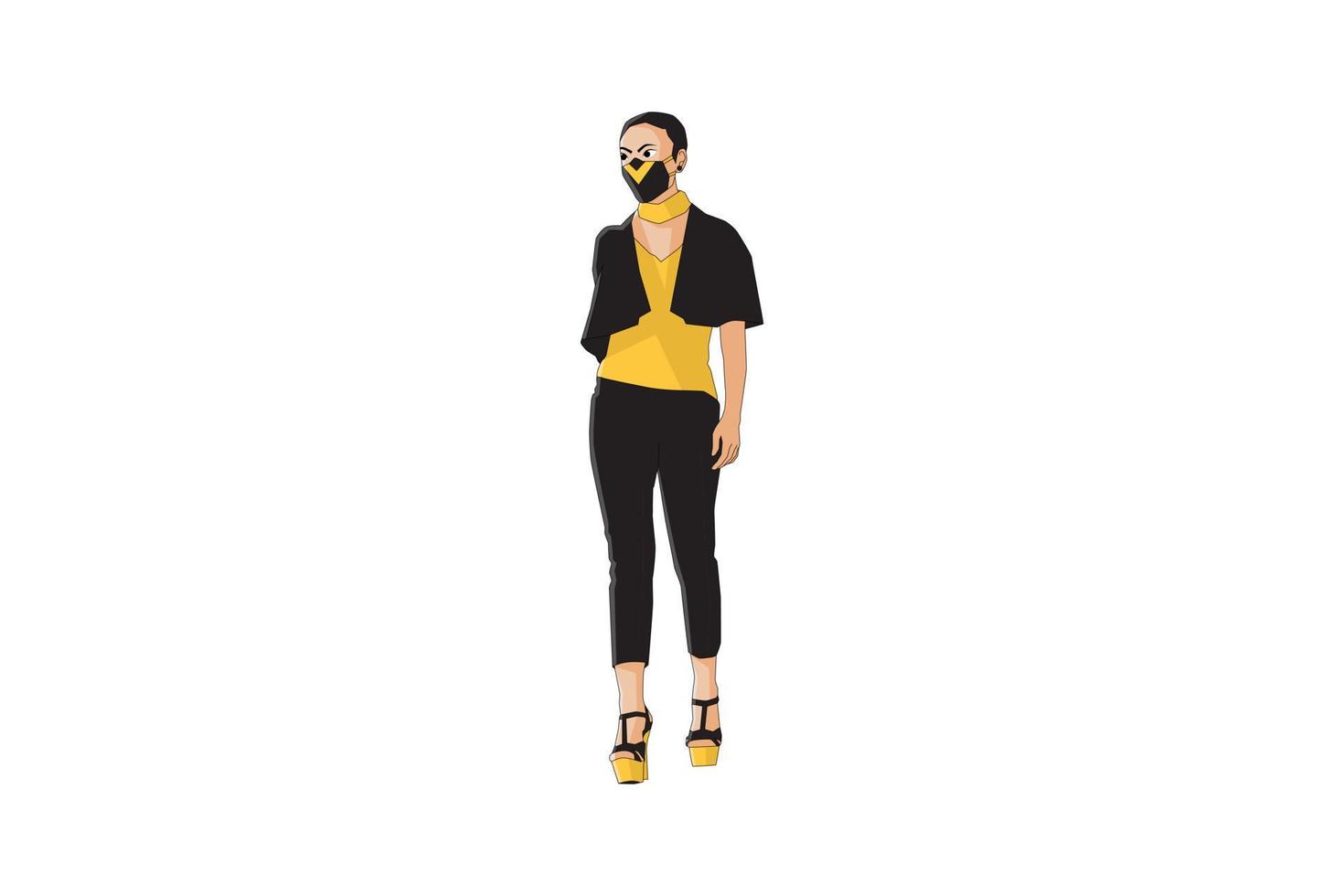 Vector illustration of stylish women walking
