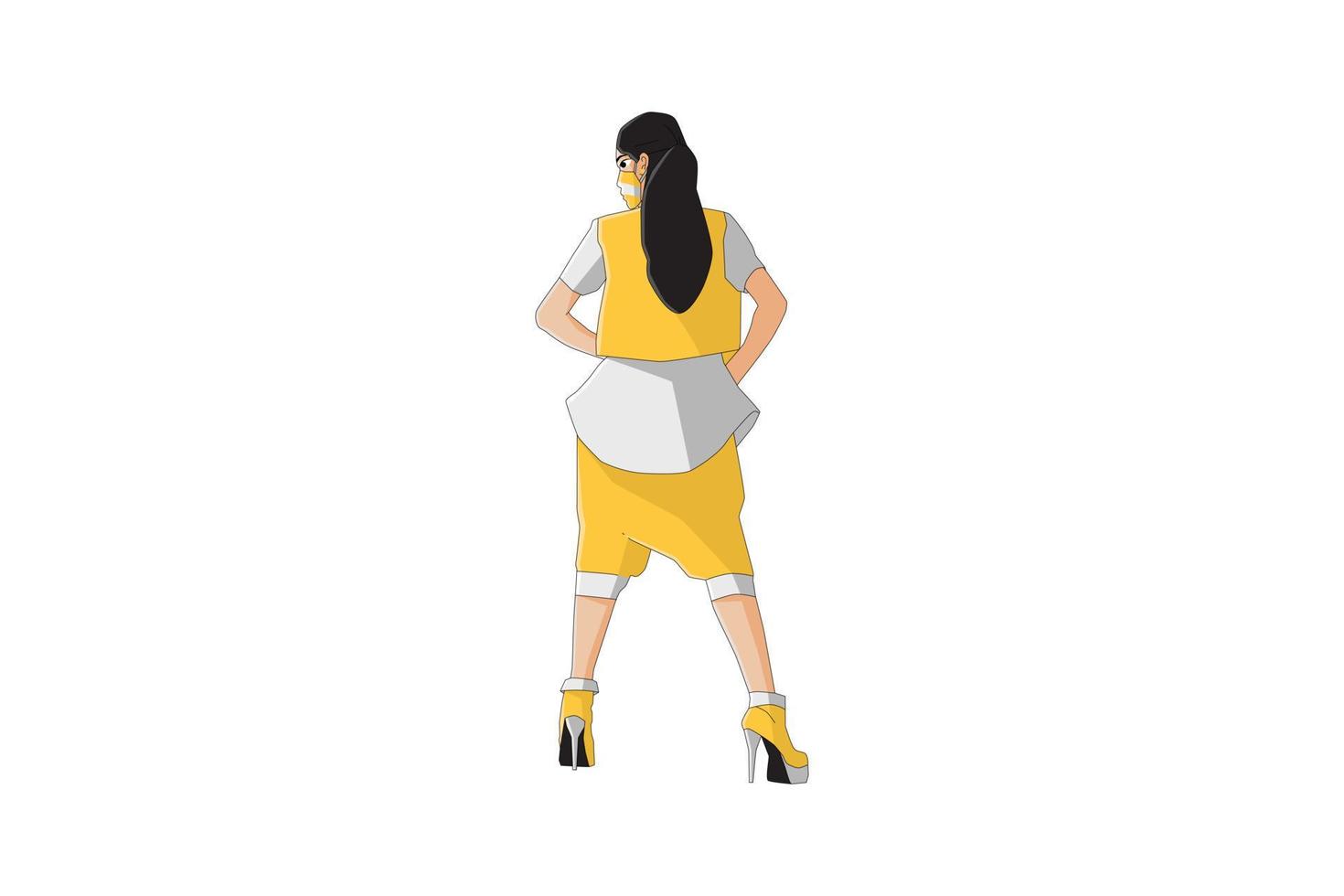 Vector illustration of casual women posing