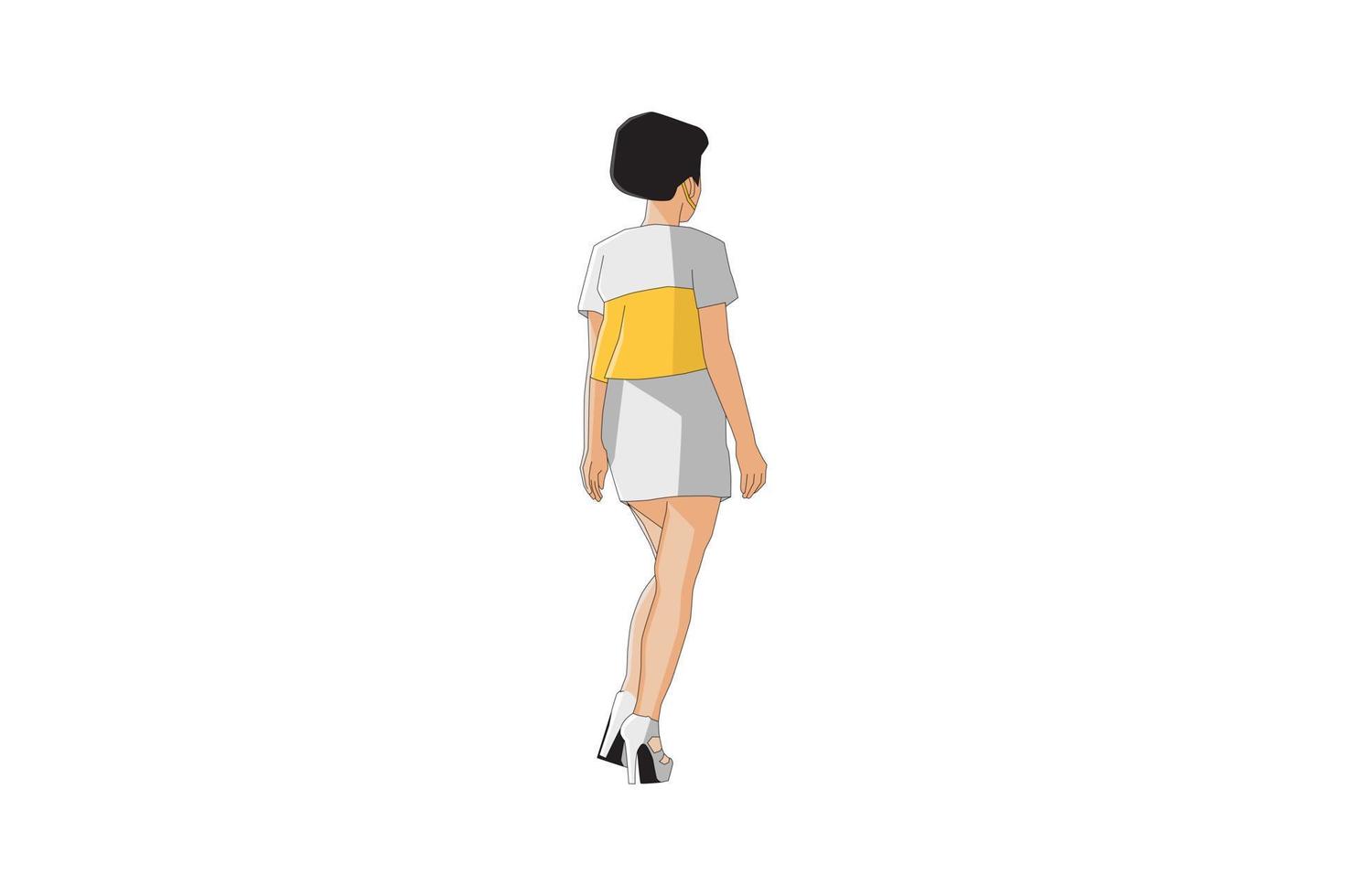 Vector illustration of casual women walking