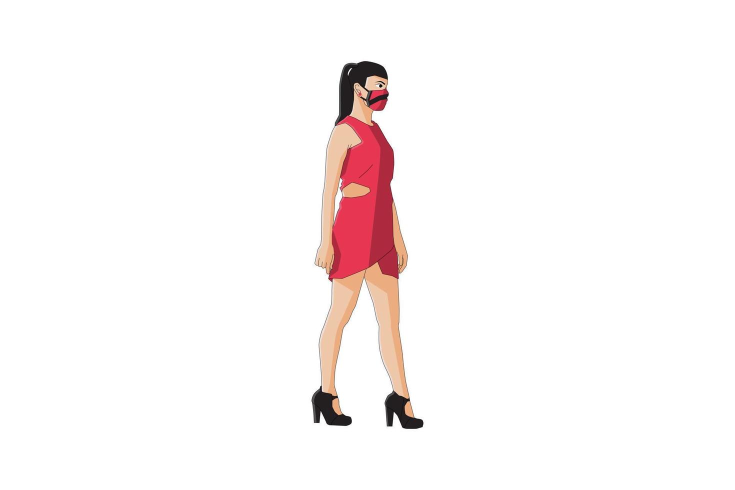 Vector illustration of elegant women walking