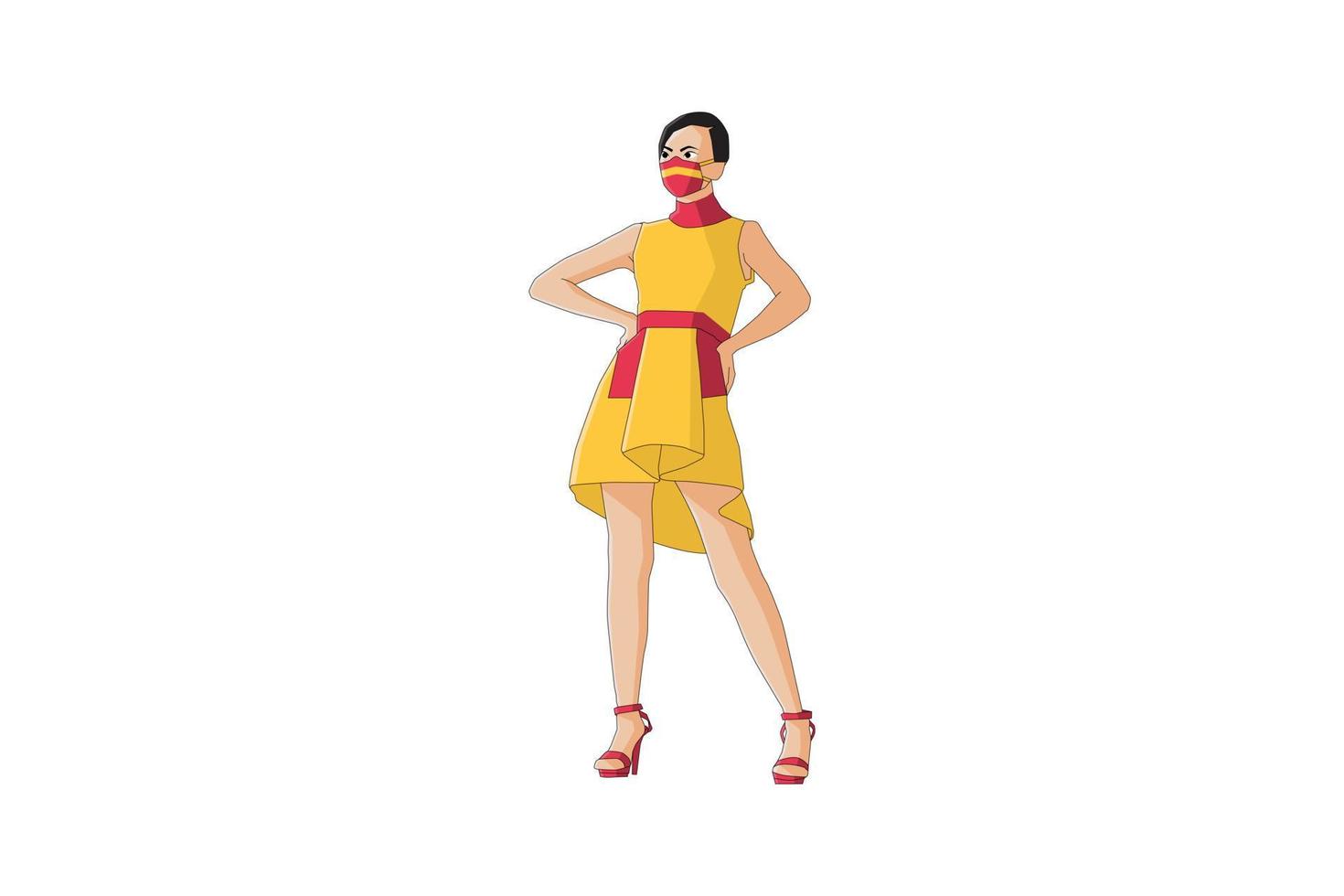 Vector illustration of elegant women posing